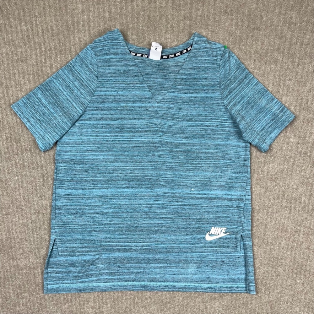Nike T Shirt Women's Size M Blue Short Sleeve V Neck Performance Lightweight Tee